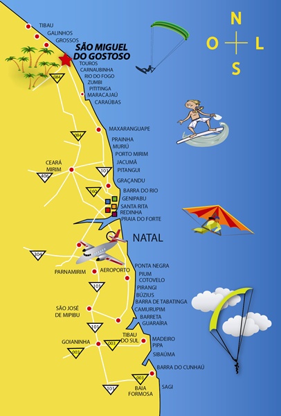 Mapa do Litoral norte de Natal